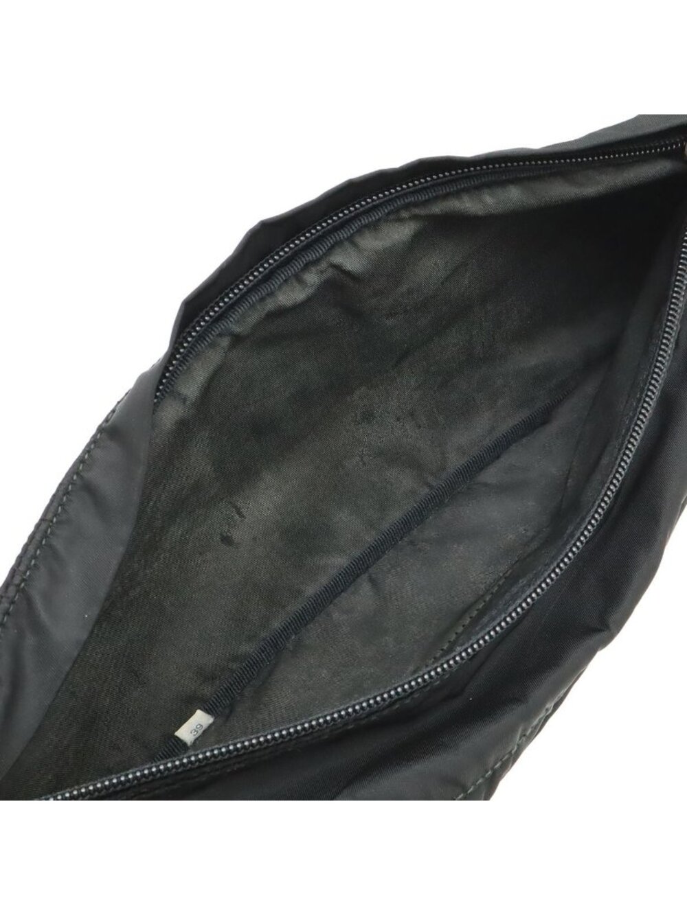 Prada Triangle Logo Belt Bag Waist Pouch Hip Nylon Black Silver - Picture 6 of 9